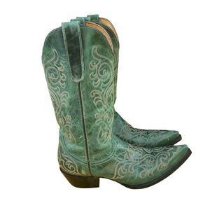 Old Gringo Teal Embroidered Heeled Boots